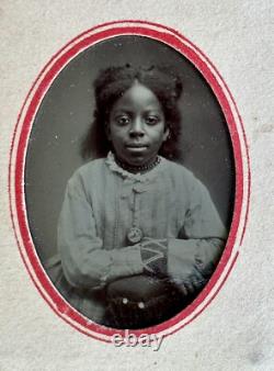 Best Friends White & African American Girls Tintype Photos 1800s Black Americana