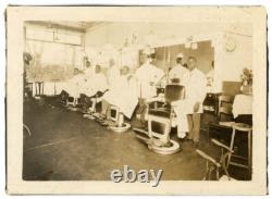 Black African American Barber Shop Men Getting Haircuts Antique Photo