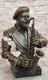 Black African American Musician Sax Jazz RB Player Bronze Marble