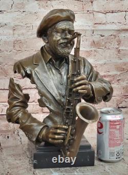 Black African American Musician Sax Jazz RB Player Bronze Marble