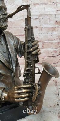 Black African American Musician Sax Jazz RB Player Bronze Marble