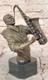Black African American Saxaphone Player Jazz Musician Bronze Marble Statue 10
