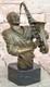 Black African American Trumpet Horn Player Jazz Musician Bronze Marble Statue