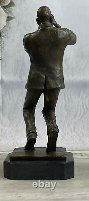 Black African American Trumpet Horn Player Jazz Musician Bronze Marble Statue