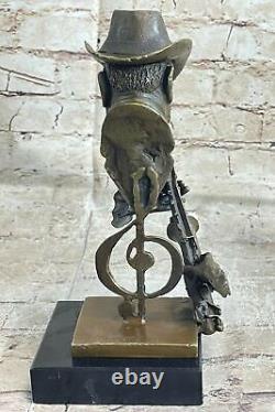 Black African American Trumpet Horn Player Jazz Musician Bronze Marble Statue