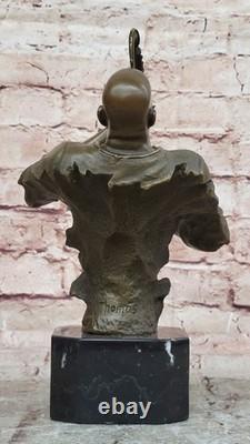 Black African American Trumpet Horn Player Jazz Musician Bronze Marble Statue
