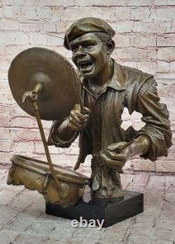Black African American ccPlayer Jazz Musician Bronze Marble Base Statue