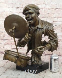 Black African American ccPlayer Jazz Musician Bronze Marble Base Statue