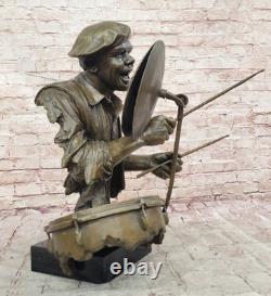 Black African American ccPlayer Jazz Musician Bronze Marble Base Statue