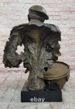 Black African American ccPlayer Jazz Musician Bronze Marble Base Statue