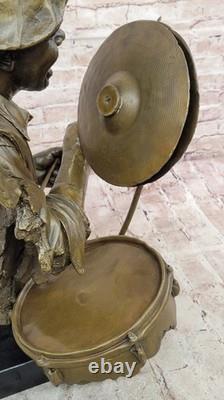 Black African American ccPlayer Jazz Musician Bronze Marble Base Statue