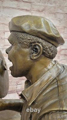 Black African American ccPlayer Jazz Musician Bronze Marble Base Statue