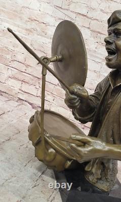 Black African American ccPlayer Jazz Musician Bronze Marble Base Statue