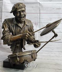Black African American ccPlayer Jazz Musician Bronze Marble Base Statue Deal NR