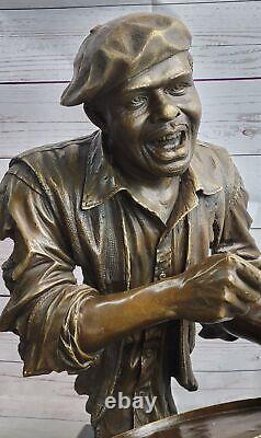 Black African American ccPlayer Jazz Musician Bronze Marble Base Statue Deal NR