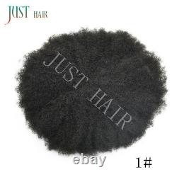 Black Afro Curl Mens Toupee Breathable Lace Poly PU African American Hair System