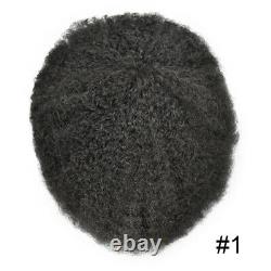 Black Afro Curl Mens Toupee Breathable Lace Poly PU African American Hair System