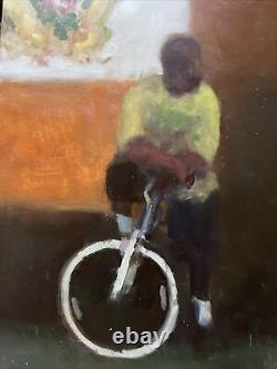 Black Americana Painting African American Youth Young Man Bike Impressionism 12