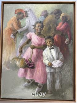 Black Americana Painting Portrait African American Family Famous Jean Fulton Oil