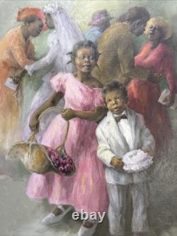 Black Americana Painting Portrait African American Family Famous Jean Fulton Oil