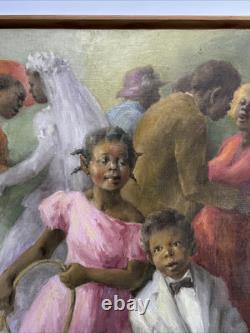 Black Americana Painting Portrait African American Family Famous Jean Fulton Oil