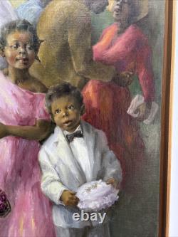 Black Americana Painting Portrait African American Family Famous Jean Fulton Oil