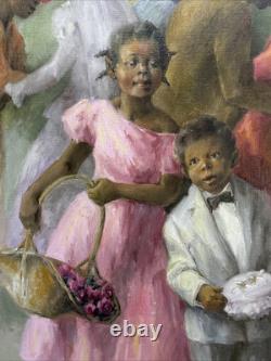Black Americana Painting Portrait African American Family Famous Jean Fulton Oil