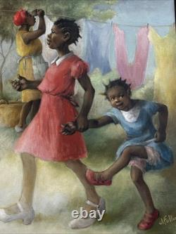 Black Americana Painting Portrait African American Family Life Jean Fulton 24
