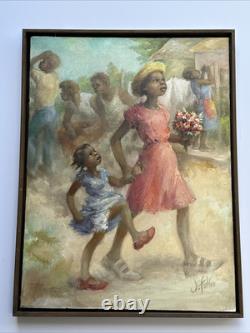 Black Americana Painting Portrait African American Family Listed Jean Fulton Oil