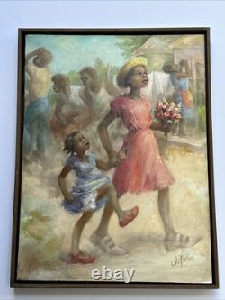 Black Americana Painting Portrait African American Family Listed Jean Fulton Oil