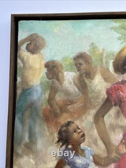 Black Americana Painting Portrait African American Family Listed Jean Fulton Oil