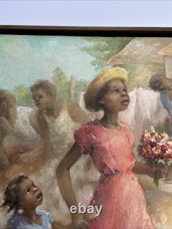 Black Americana Painting Portrait African American Family Listed Jean Fulton Oil