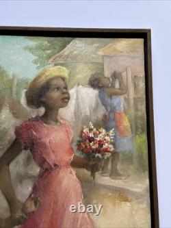 Black Americana Painting Portrait African American Family Listed Jean Fulton Oil