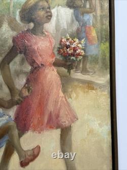 Black Americana Painting Portrait African American Family Listed Jean Fulton Oil