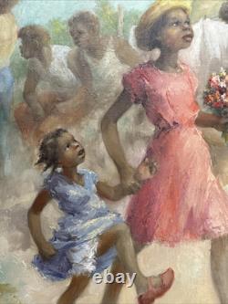 Black Americana Painting Portrait African American Family Listed Jean Fulton Oil