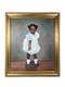 Black Americana Young Girl Portrait Vintage 90s African American Oil Painting
