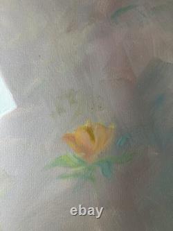 Black Americana Young Girl Portrait Vintage 90s African American Oil Painting