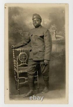 Black Army French Soldier 1918 WWI African American Armee Noir RPPC Photo J15205