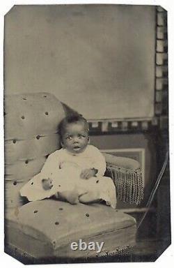 Black Baby And Hidden Mother African American Tintype Antique Photo