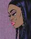Black Crying Comic Girl Original Painting Pop Art African American Model Woman