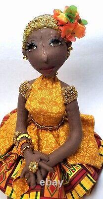 Black Dark complexion African American handmade ooak cloth doll. Francis no. 368