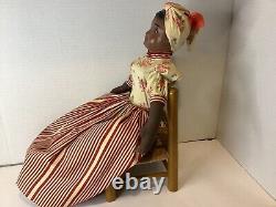Black Doll African American Art 18 on Chair Vintage
