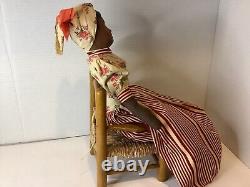 Black Doll African American Art 18 on Chair Vintage