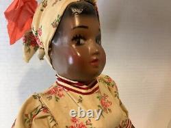 Black Doll African American Art 18 on Chair Vintage