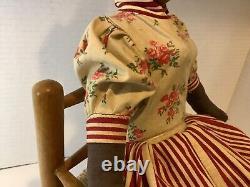 Black Doll African American Art 18 on Chair Vintage