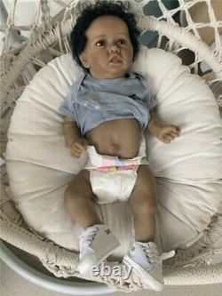 Black Dolls Reborn African American Baby Boy Realistic Dolls Silicone Full Body