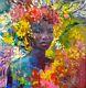 Black Girl Original Oil Painting, Forest Beauty Portrait African American Art