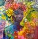 Black Girl Original Oil Painting, Forest Beauty Portrait African American Art