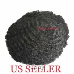 Black Jet Black African American Men's Wave Unit/Toupee PU Skin