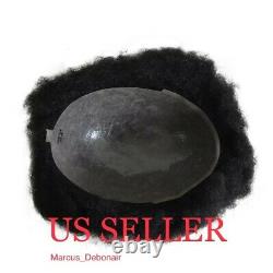 Black Jet Black African American Men's Wave Unit/Toupee PU Skin